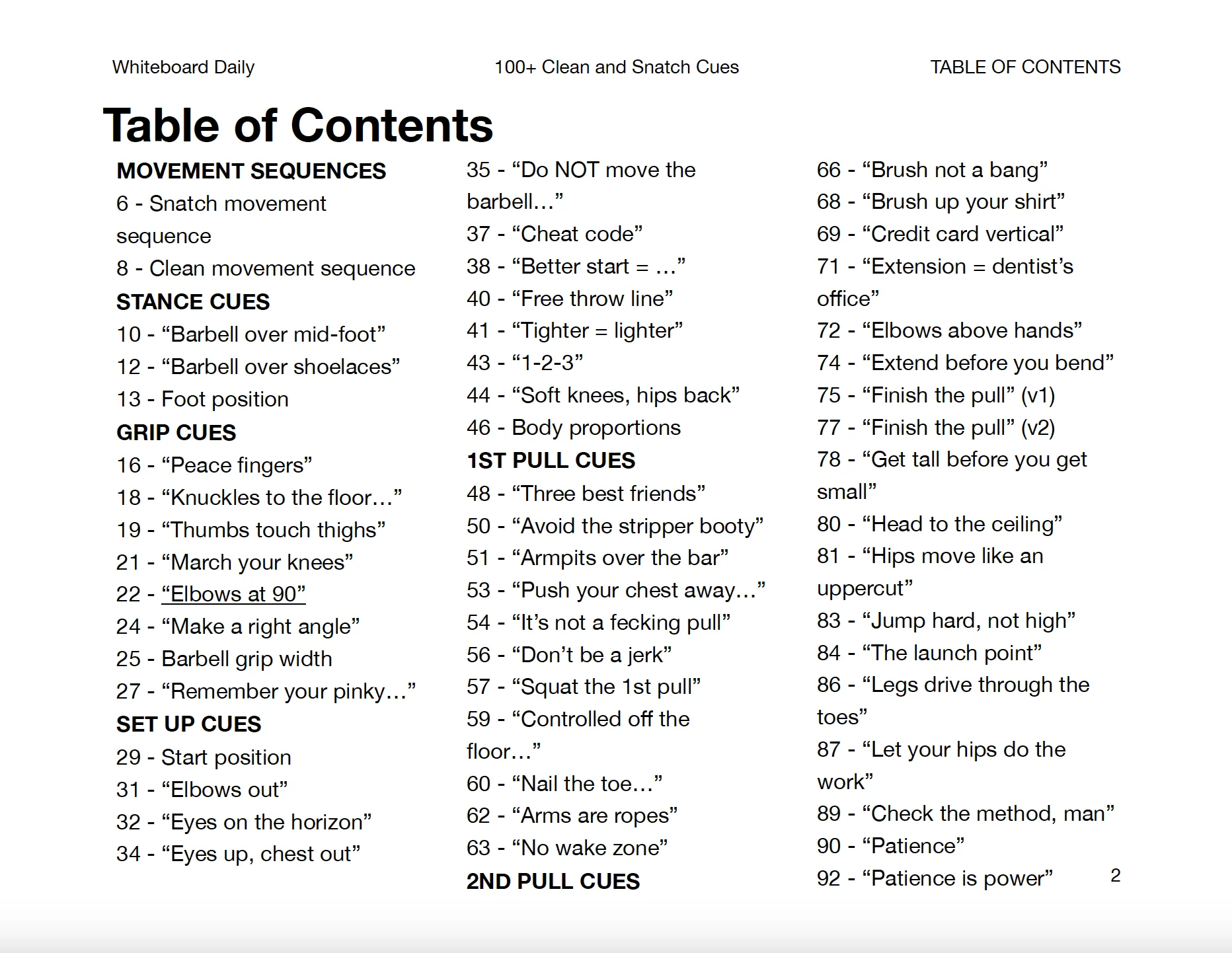 eBook: 100+ Clean & Snatch Cues - Volume 1 product image (2)