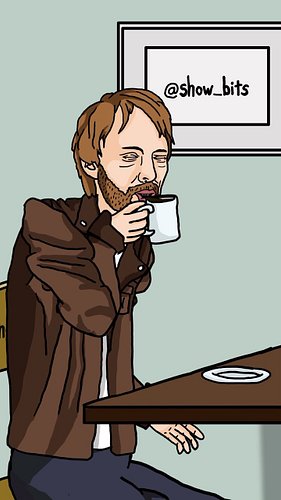 Thom Yorke briefly misplaces his cell phone. #showbits #thomyorke #radiohead #karmapolice #okcomputer #animation #comedy #mus...