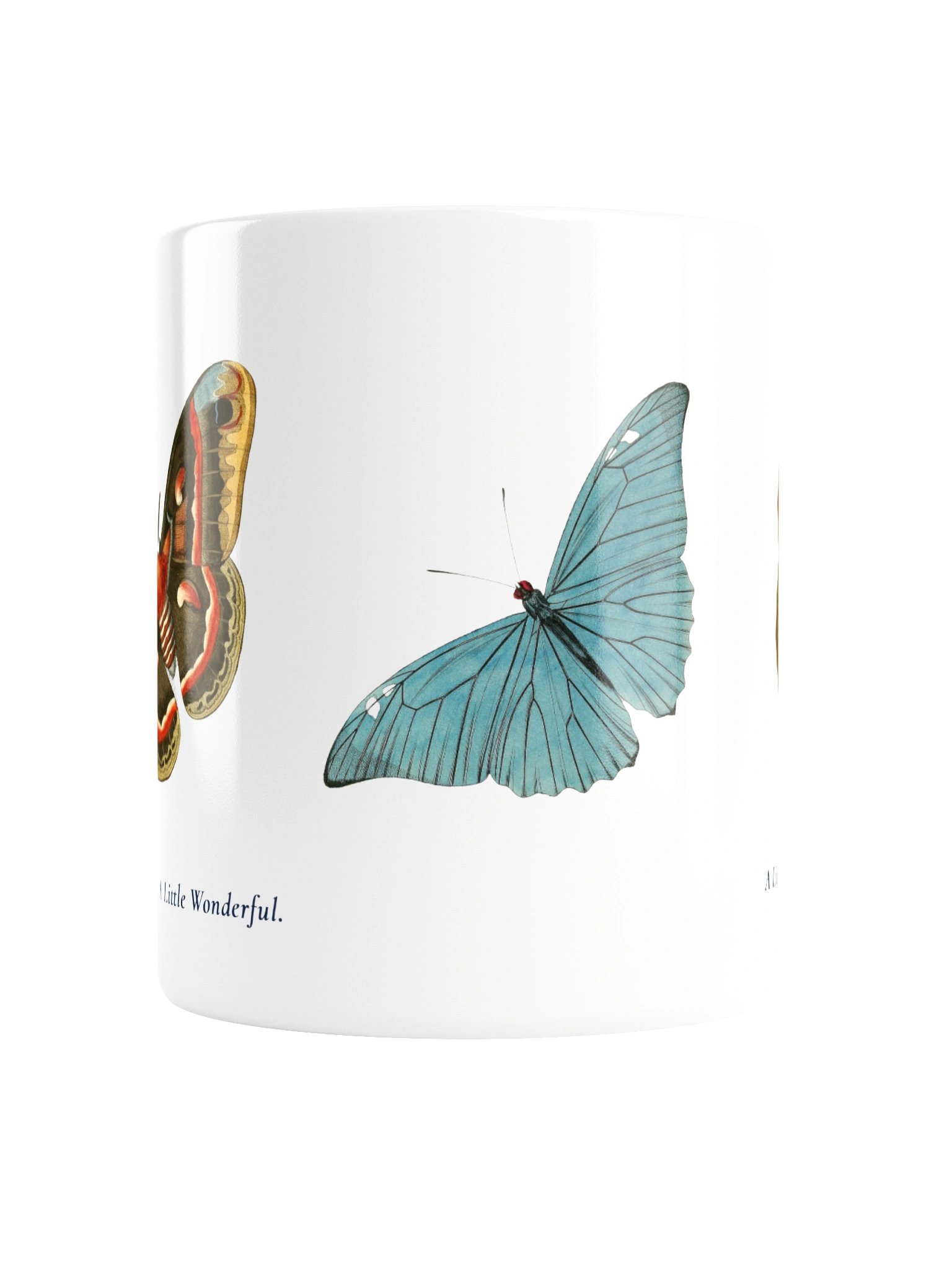 Vintage 3 Butterflys Ceramic Mug - Botanical Art Coffee Cup | BioGardn product image (3)