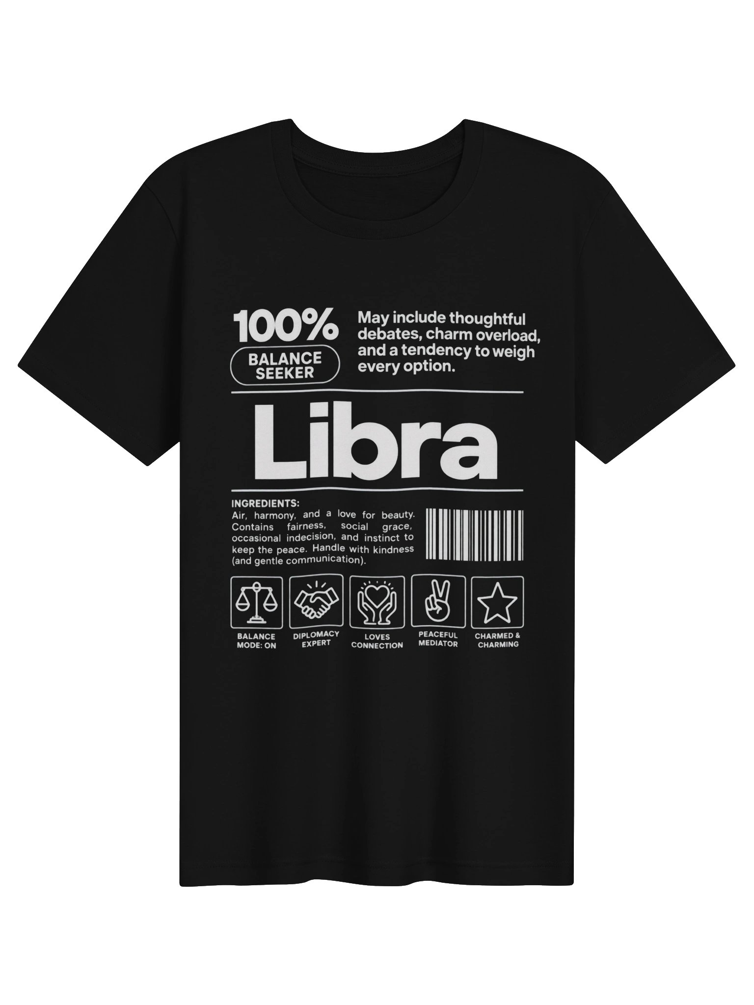LIBRA INGREDIENTS GRAPHIC TEE – BLACK COMFORT COTTON T-SHIRT product image (1)