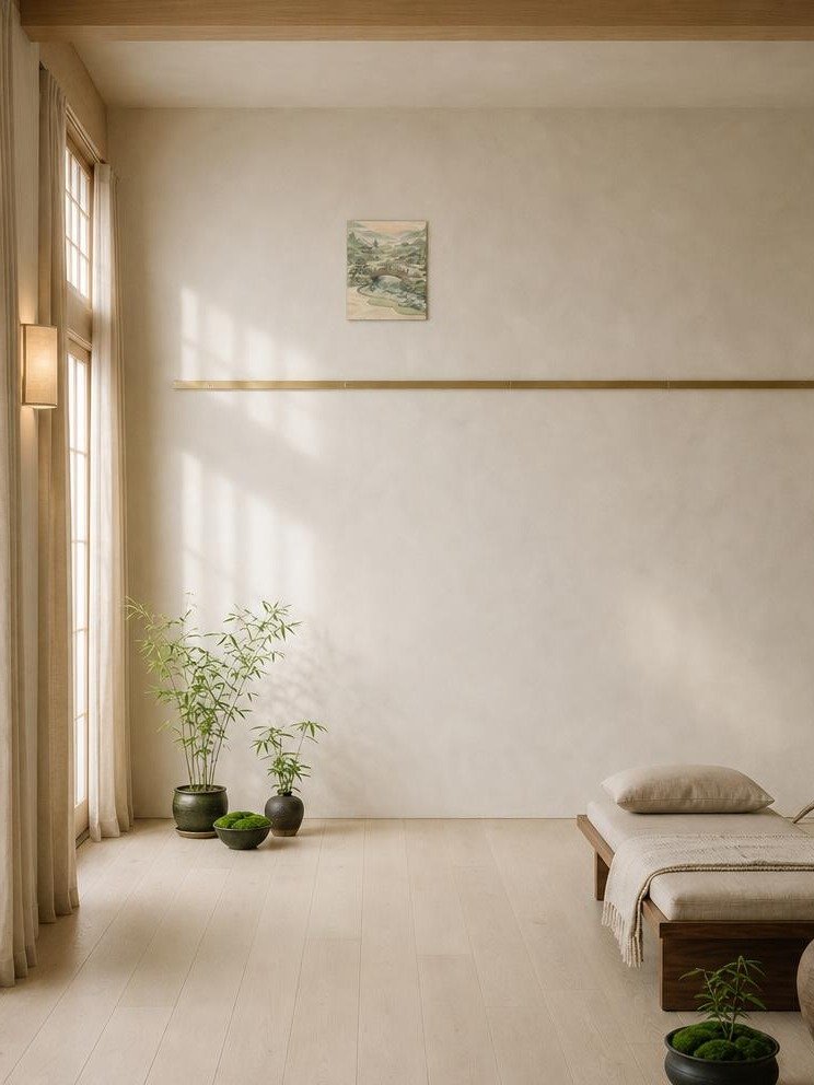 Tranquil Bamboo Bridge Canvas - Japandi Zen Minimalist Wall Art product image (2)