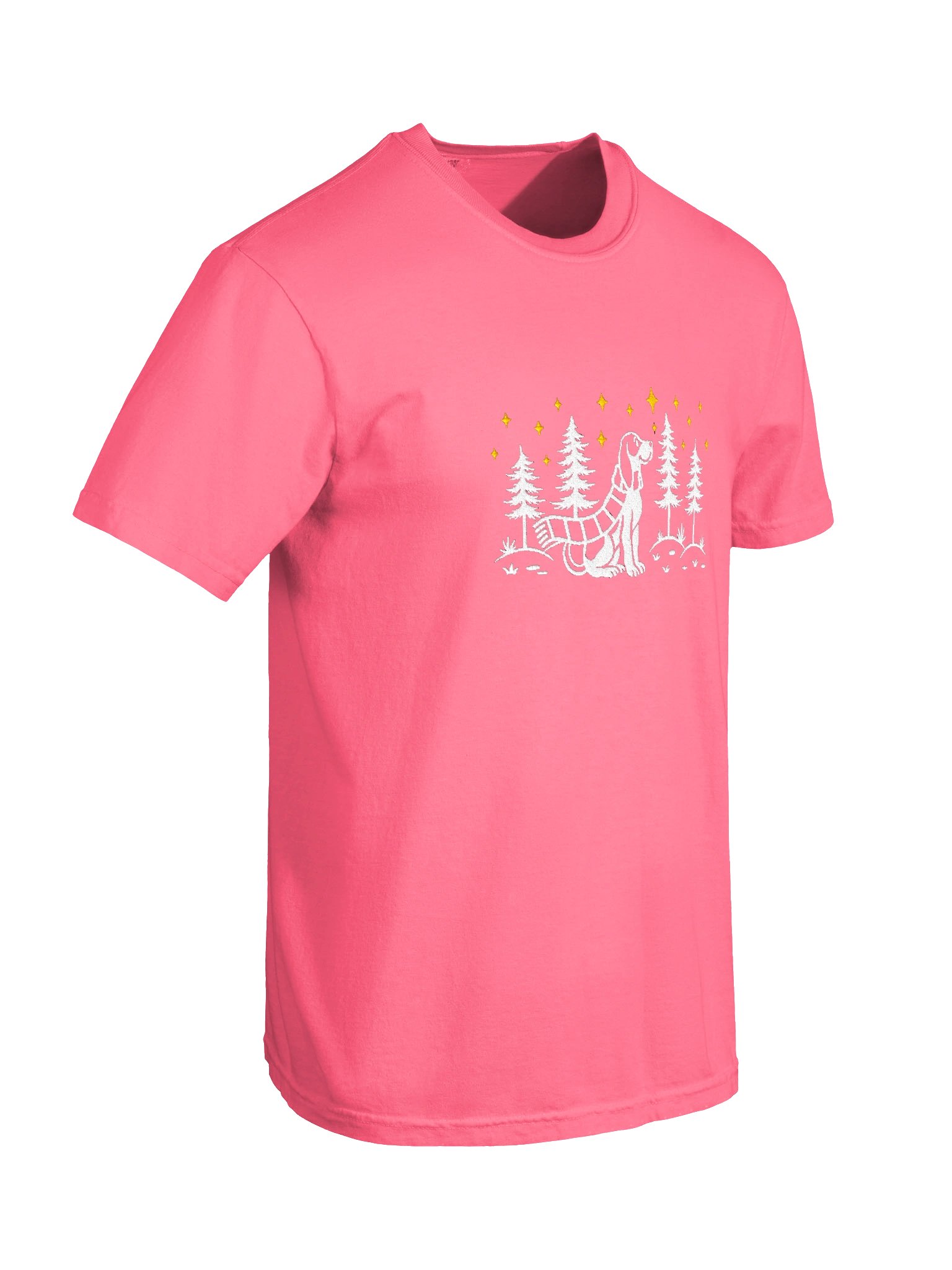 Black and Tan Coonhound Winter/Christmas Line Art Design Embroidered T-Shirt product image (100)