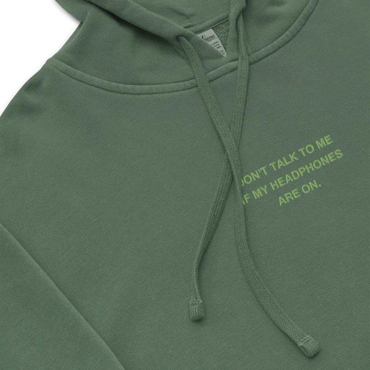 HEADPHONES ON (light green) embroidered pigment hoodie product image (1)