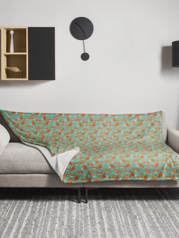 Bad Orange Tabby Cats Knocking Stuff Over Throw Blanket, Green product image (3)