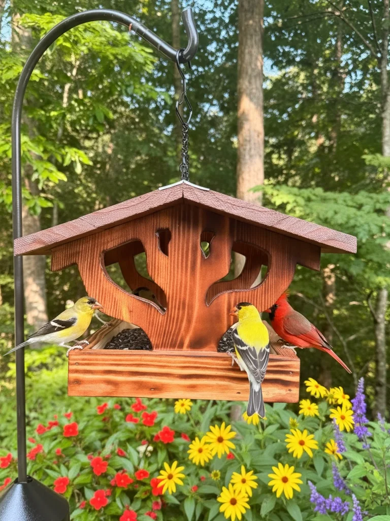 Handcrafted Covered Bird Feeder with Tree Cutout product image (2)