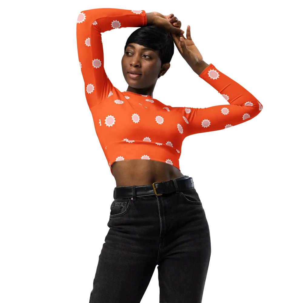 Bold Orange Crop Top with White Star Pattern product image (10)