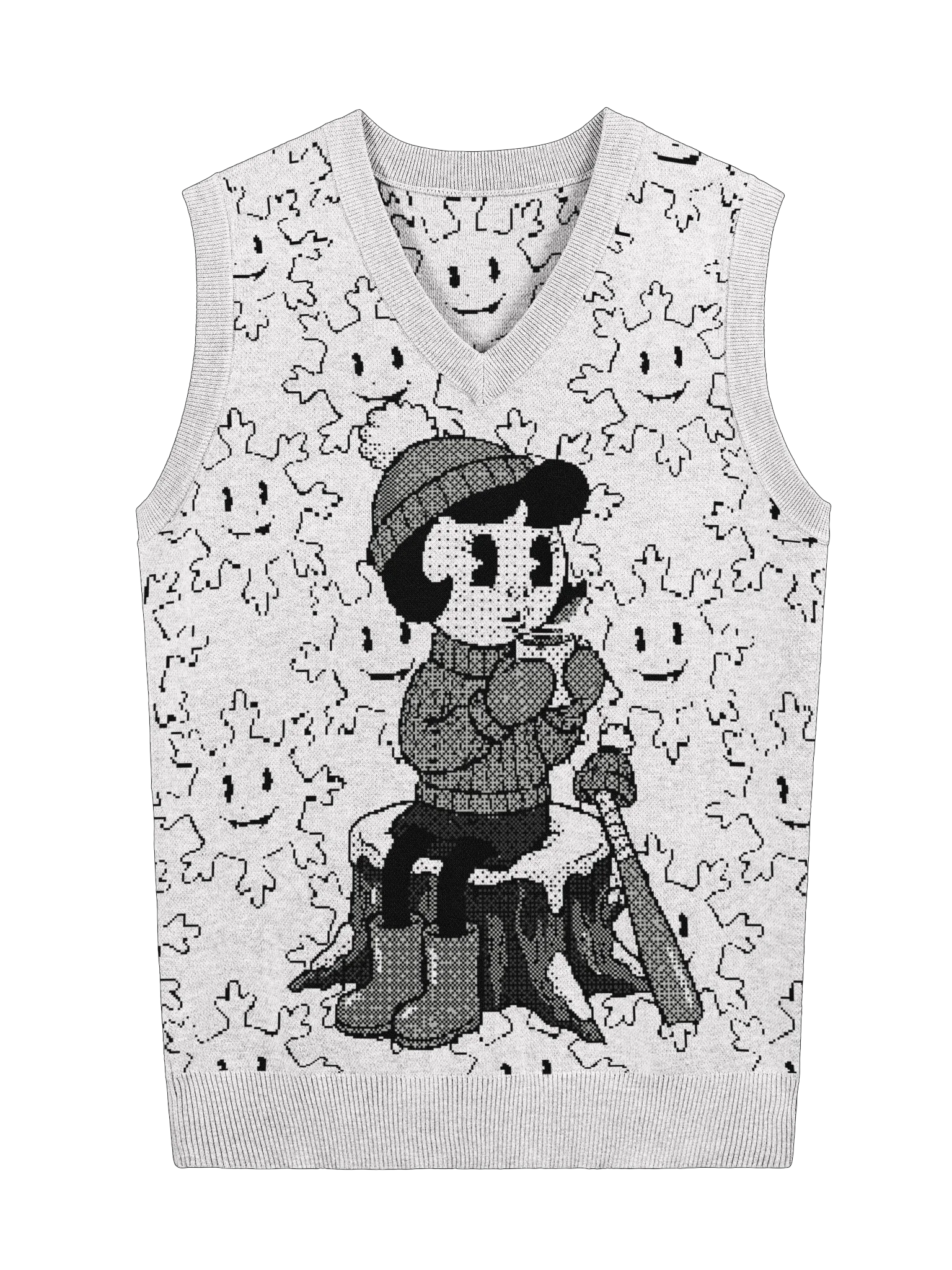 V-Neck Vest Pattern Diagram: Doodle Sketch Graphic Knit Vest product image (2)