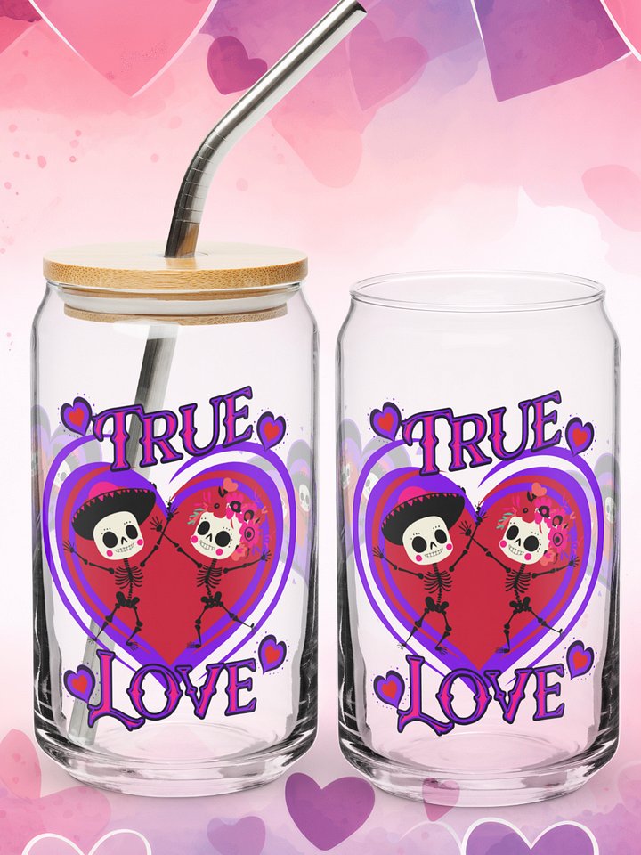 True Love Cute Skull Couple Glass product image (1)