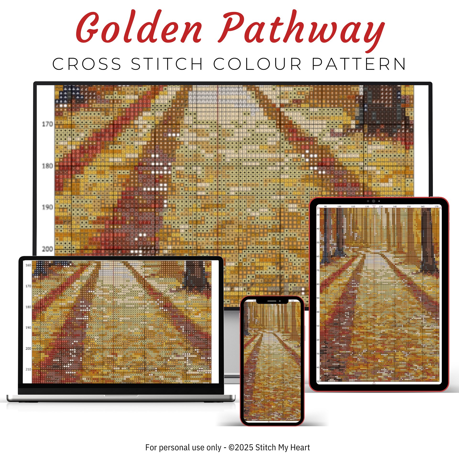 Golden Pathway Cross Stitch Pattern product image (3)