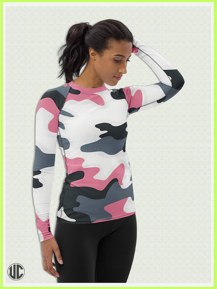 Bubblegum Pink Urban Camo - Women’s Rash Guard product image (1)