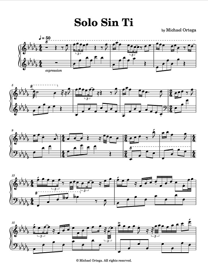 Solo Sin Ti (Piano Score) product image (1)