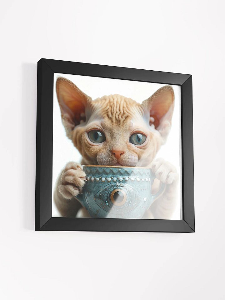 Coffee Lover Cute Hairless Sphynx Kitten Wall Art product image (2)