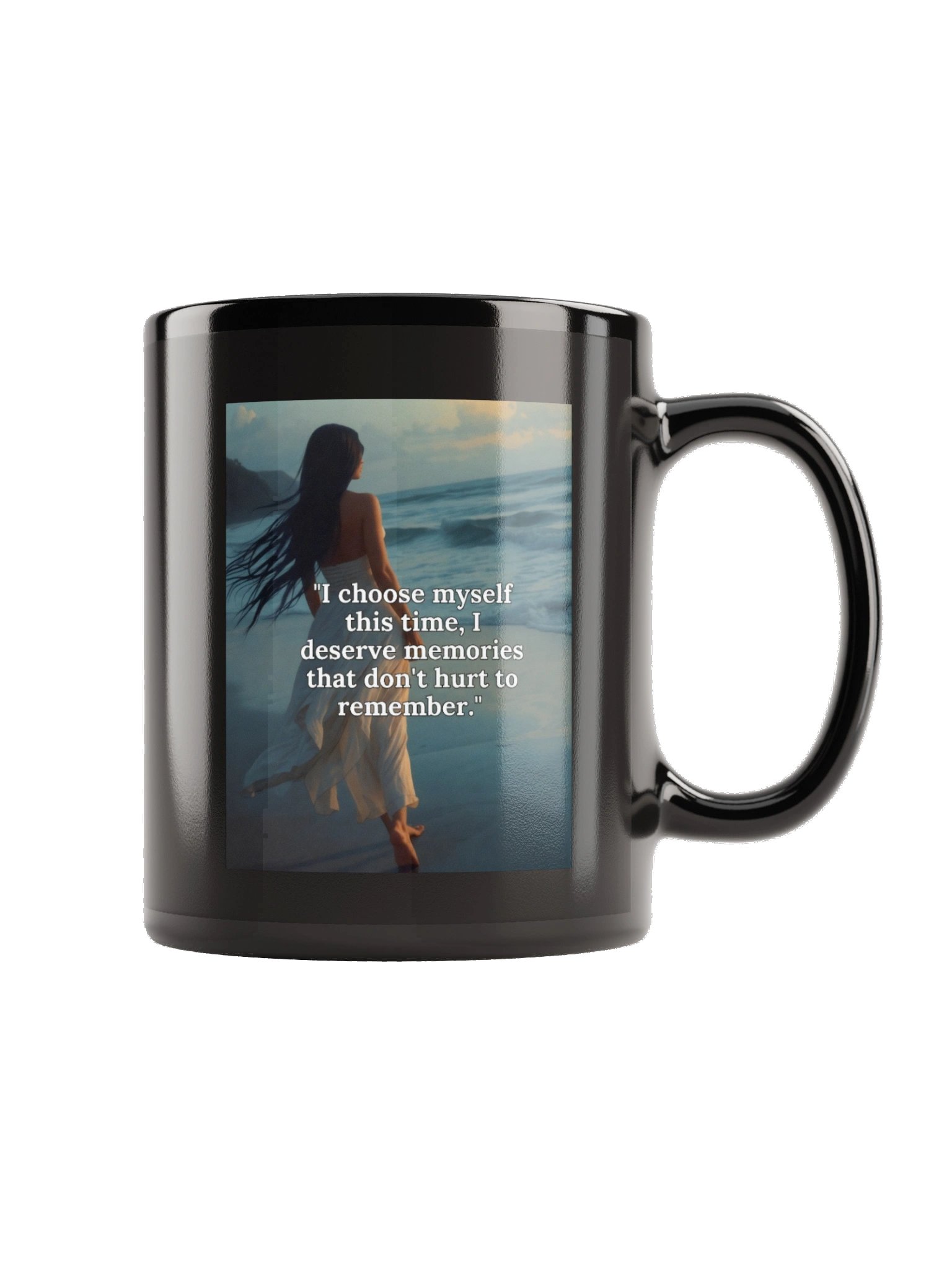 Mind Matter- I Choose Myself Beach Quote- Black Mug product image (3)