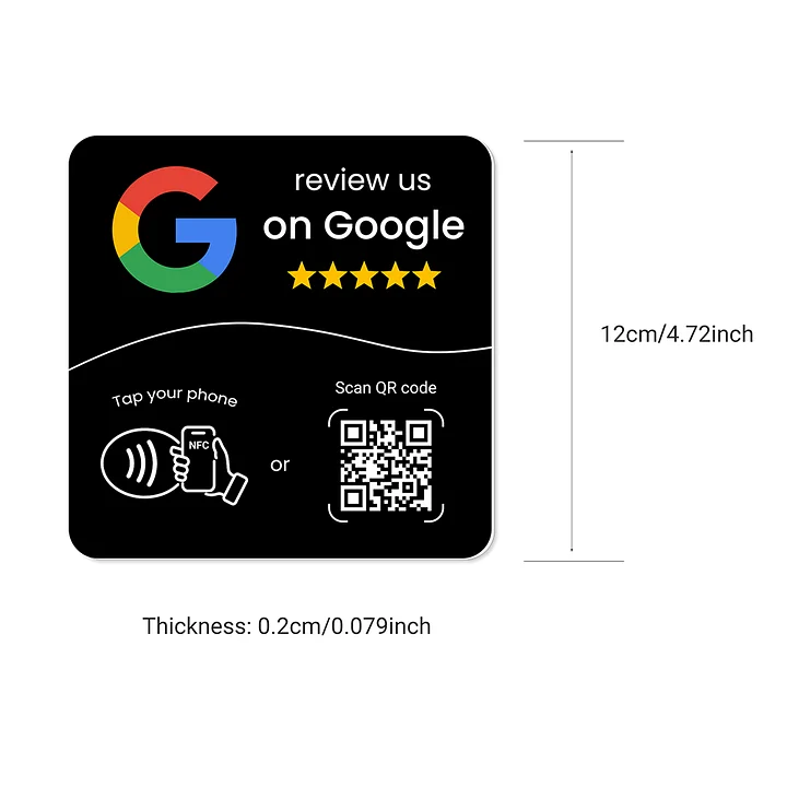 Google Review Black Plate (NFC Tap+QR Code) Adhesive product image (2)