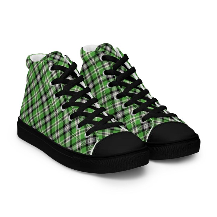 Bright Green Plaid Men's High Top Shoes product image (1)
