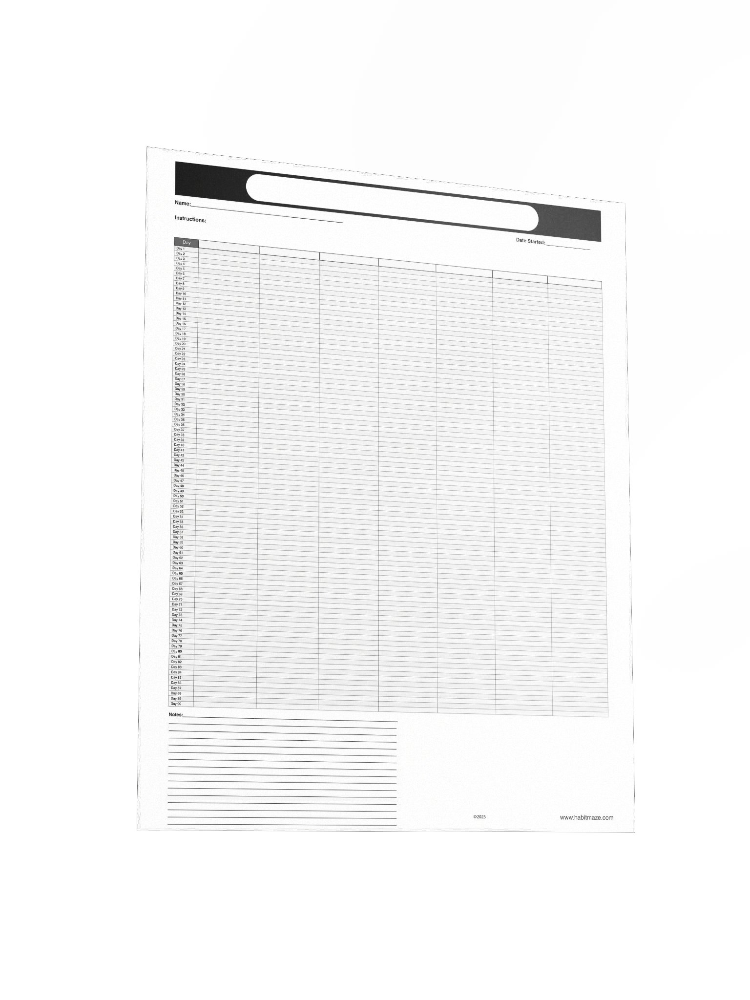 90 Day Blank Planner With 7 Columns and Notes product image (4)