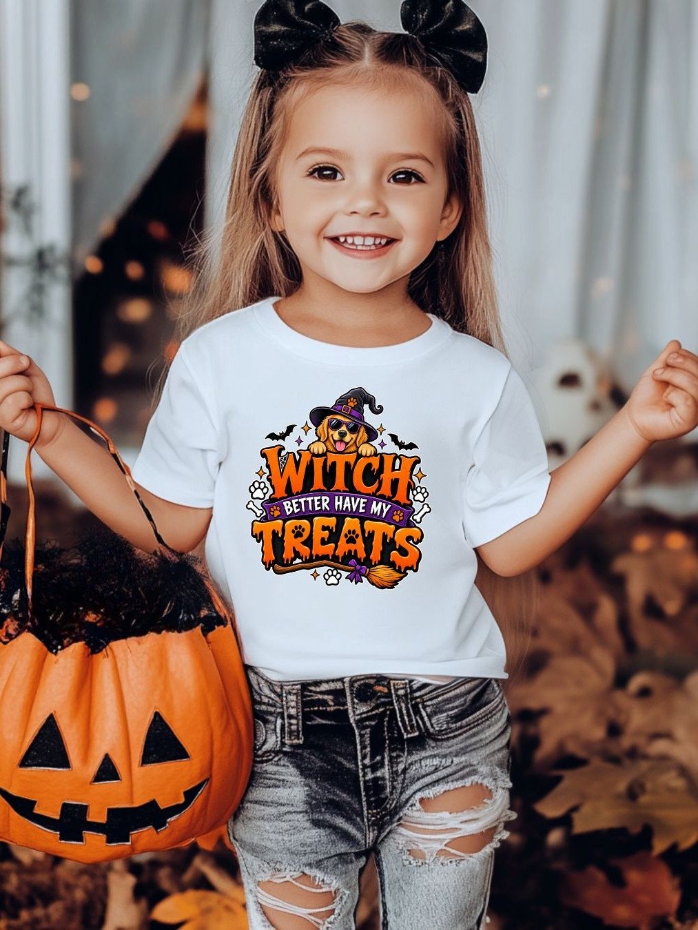 Witch Better Have My Treats Kids Halloween T-Shirt – Funny Dog Lover Tee product image (1)