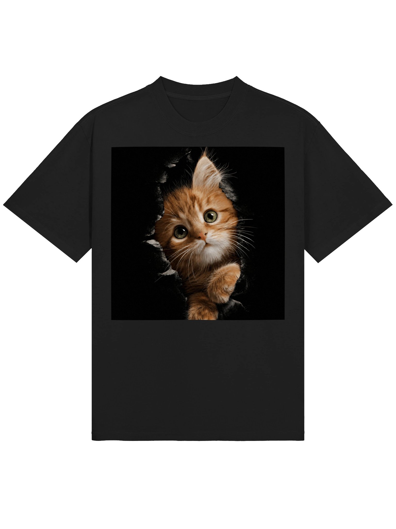 Curious Orange Tabby Cat T-Shirt – Cute Peeking Kitten Graphic Tee for Cat Lovers product image (3)
