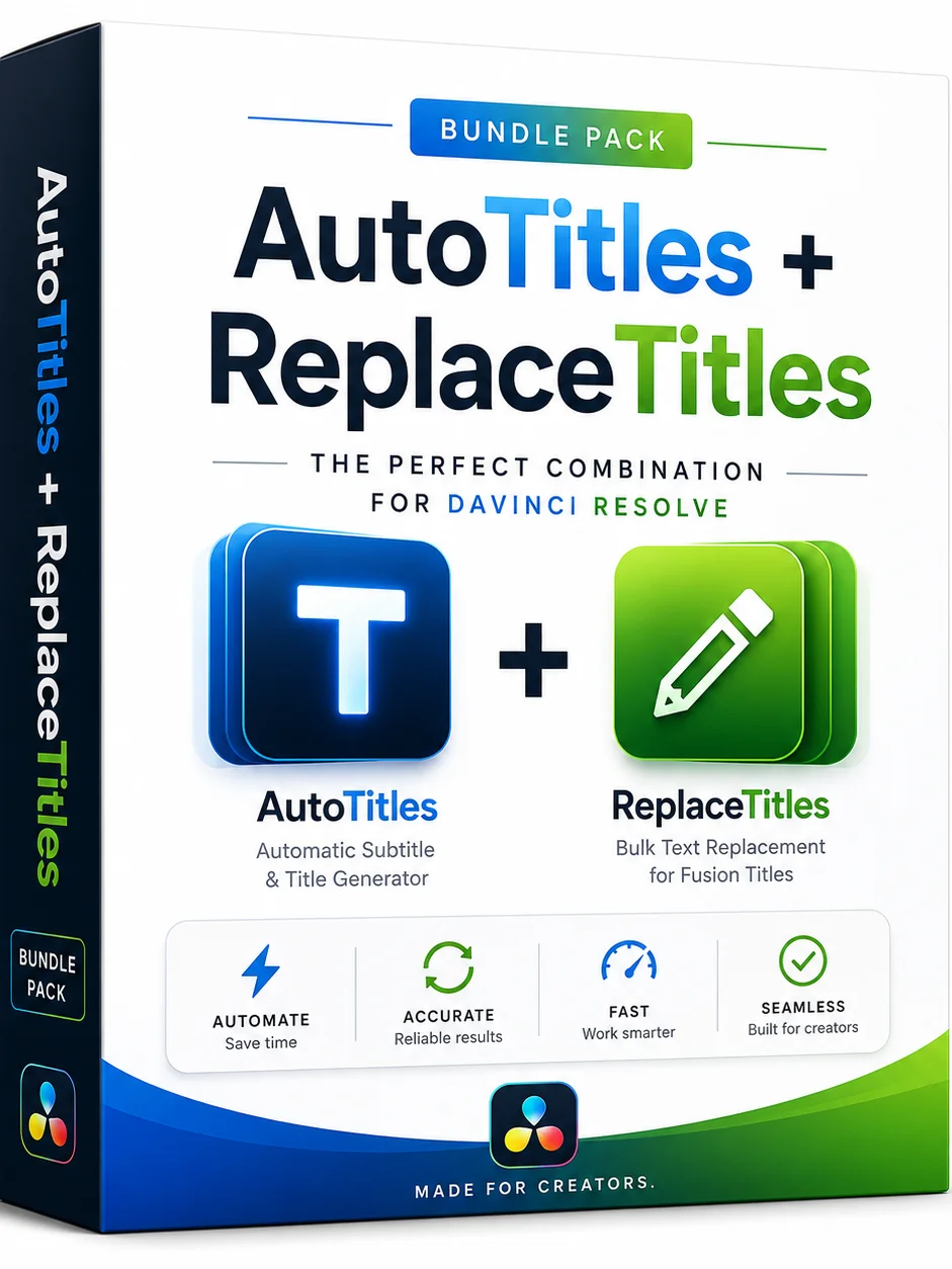 AutoTitles and ReplaceTitles Bundle Pack for DaVinci Resolve Studio 20 product image (1)