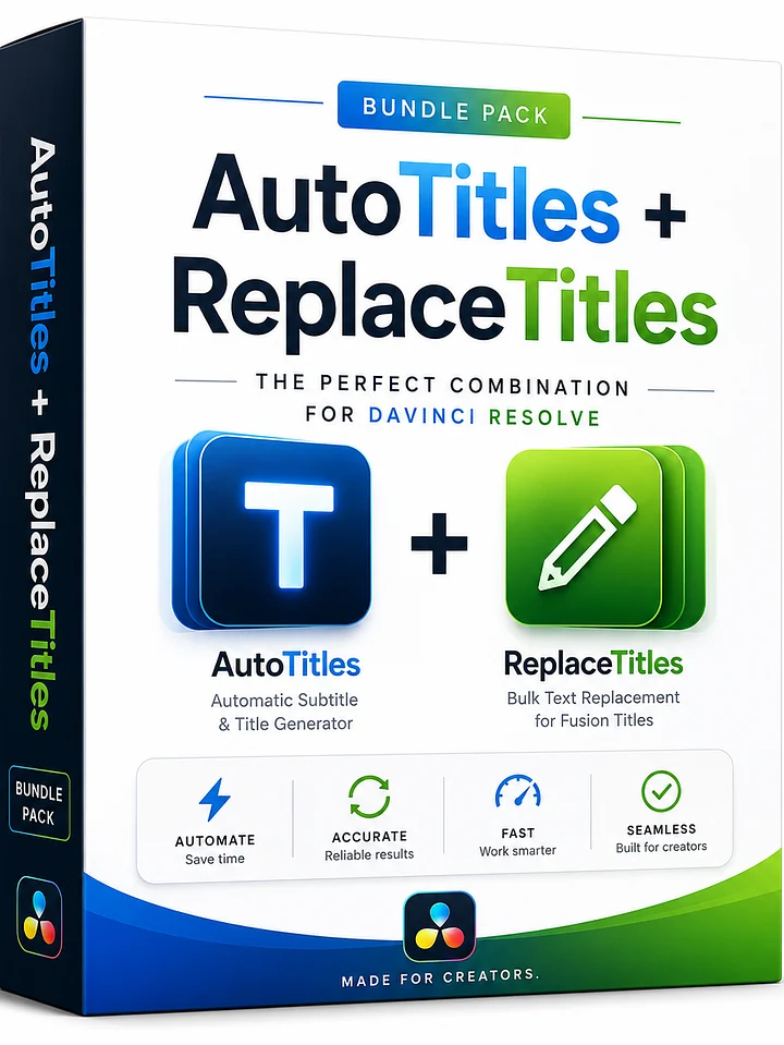 AutoTitles and ReplaceTitles Bundle Pack for DaVinci Resolve Studio 20 product image (1)