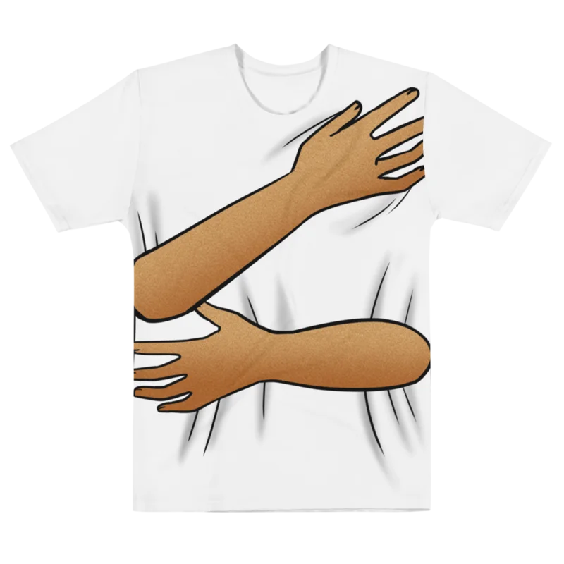 Back Hug T-Shirt (White shirt / brown skin tone) product image (1)