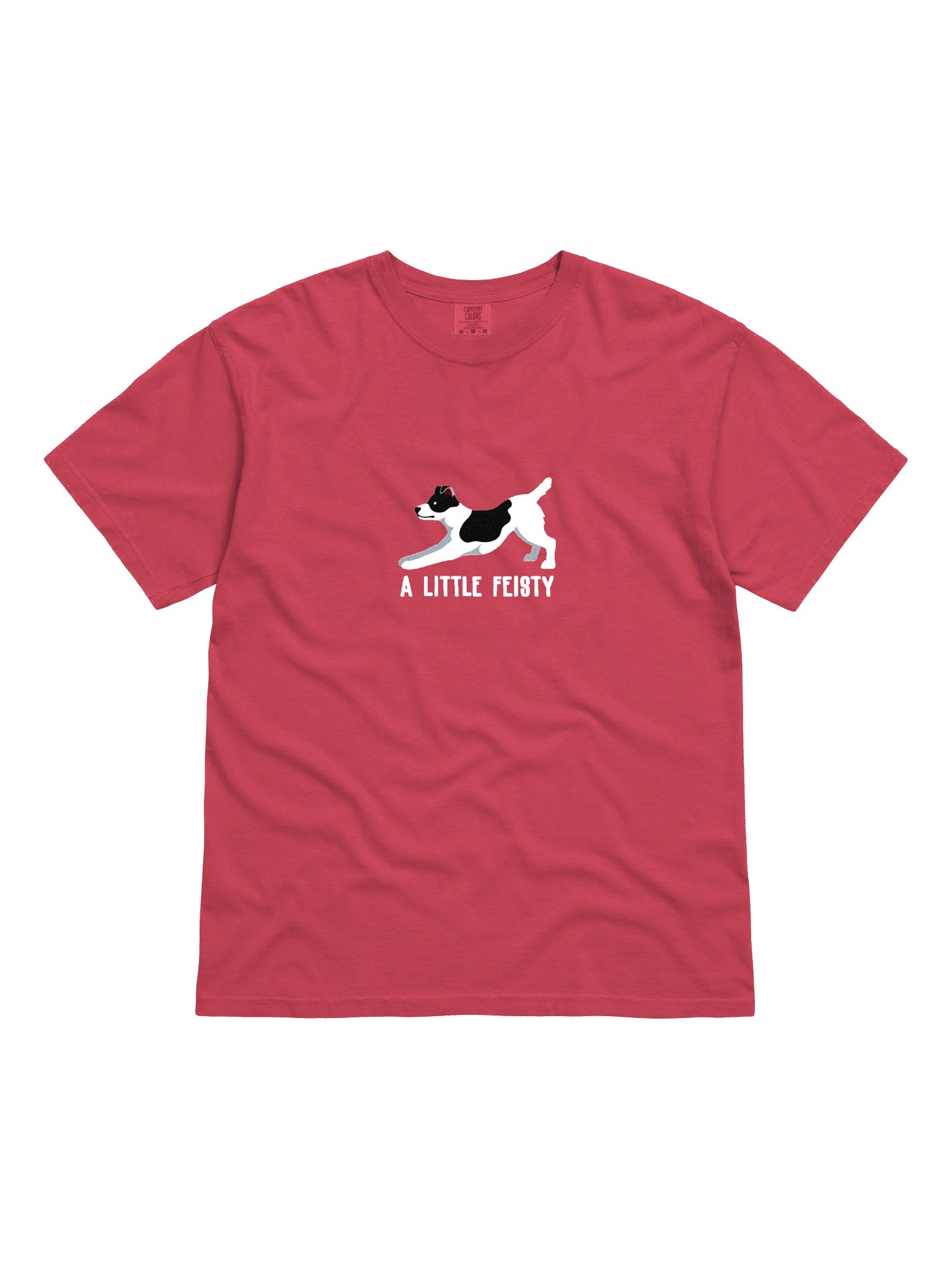 A Little Feisty T-Shirt(Embroidered) of a Feist Dog(Black & White) product image (4)