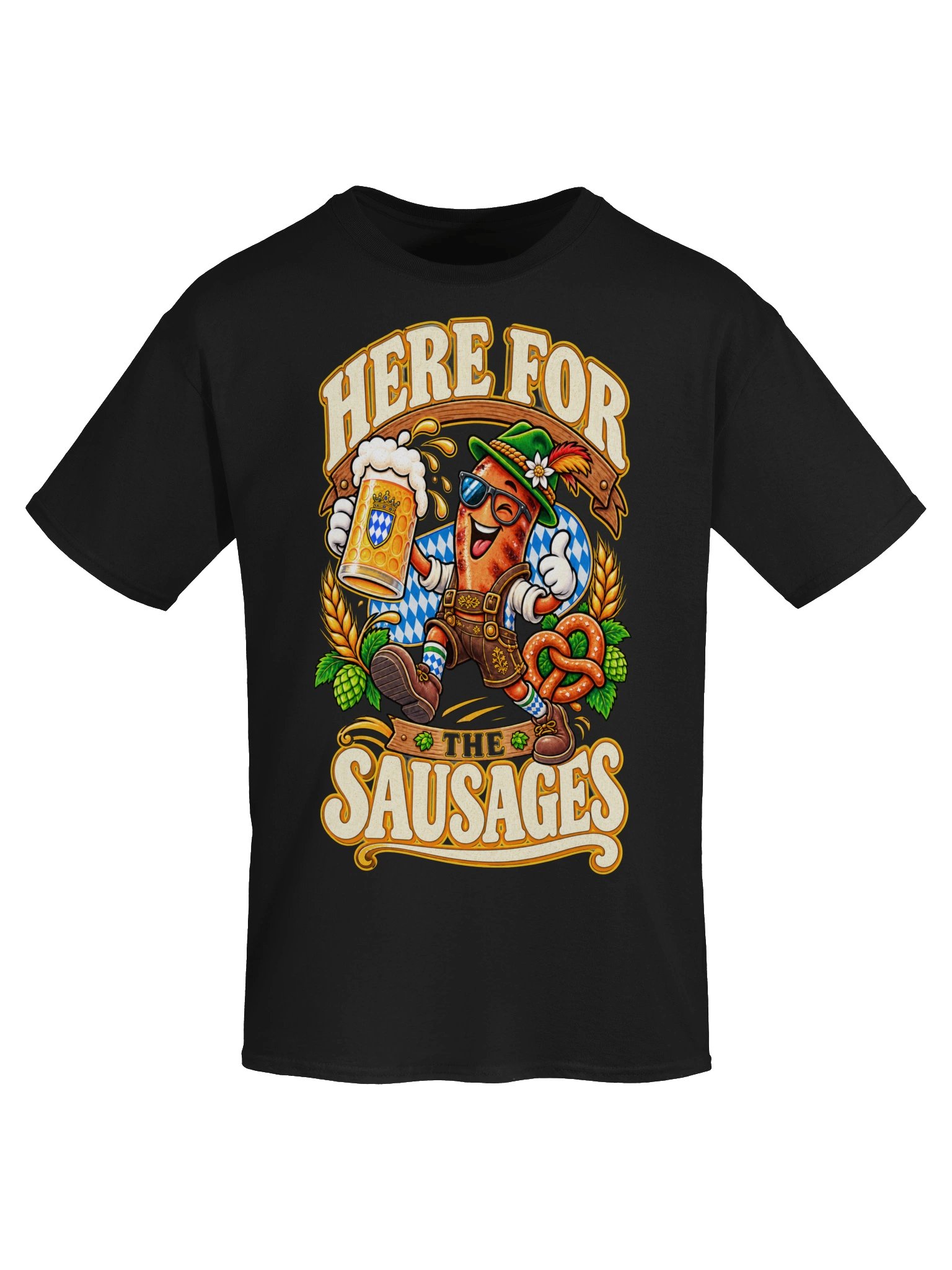Here for the Sausages Funny Oktoberfest Vintage Tee product image (51)