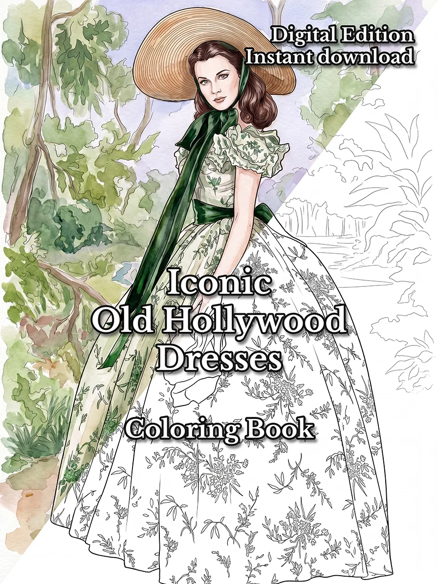 Iconic Old Hollywood Dresses - Coloring eBook product image (1)