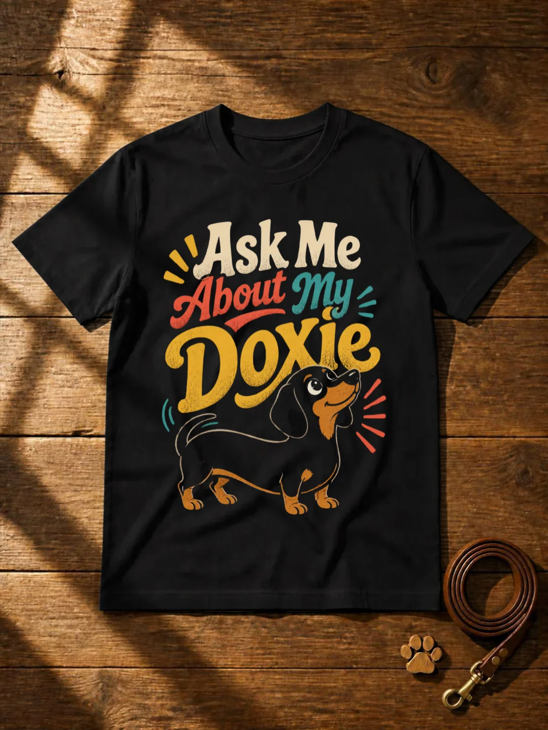 Ask Me About My Doxie T-Shirt | Funny Dachshund Dog Mom Shirt product image (1)