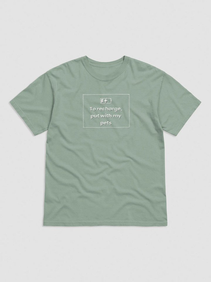 Embroidered T-Shirt - To Recharge, Put with my pets - White product image (8)