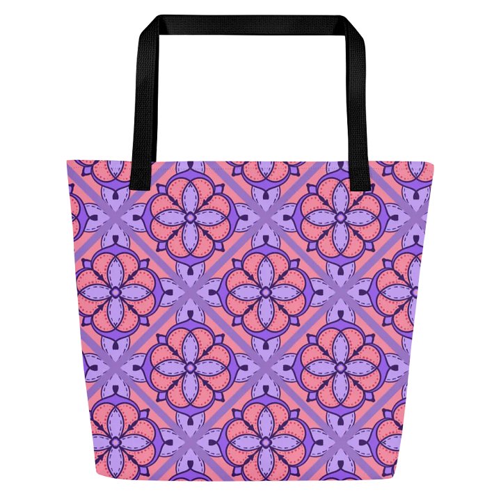 Peach and Lilac Symmetry Pattern All Over Print Tote product image (1)