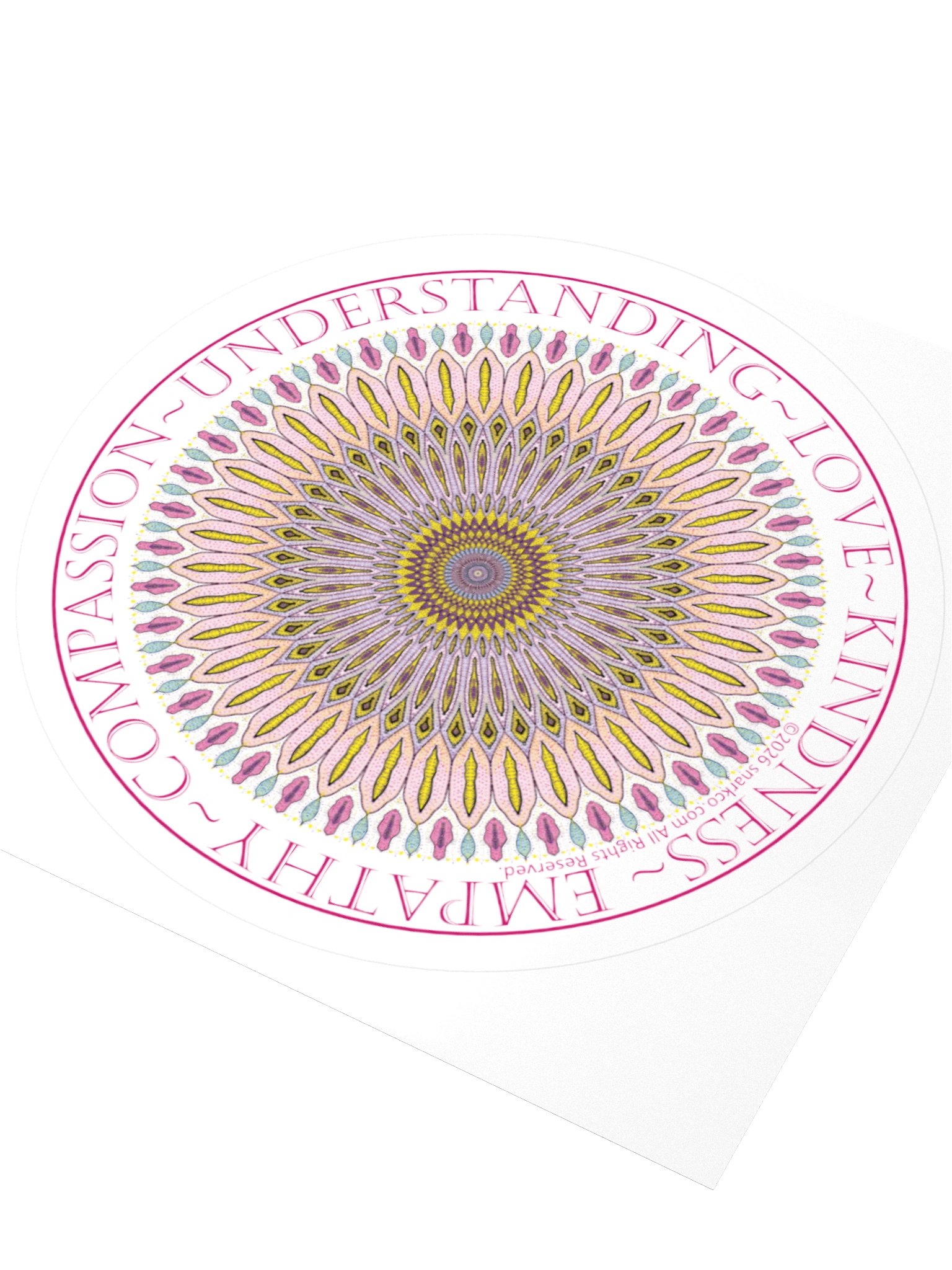 Mandala Kaleidoscope Stickers: Beautiful Burst Design Says: Empathy Compassion Understanding Love Kindness. product image (3)