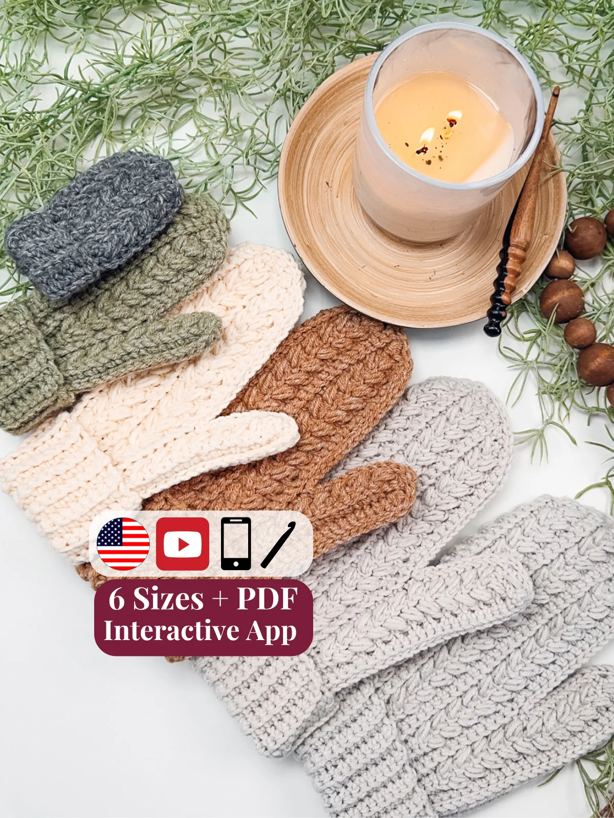 Winter Wheat Crochet Mitten Pattern (6 sizes) product image (1)