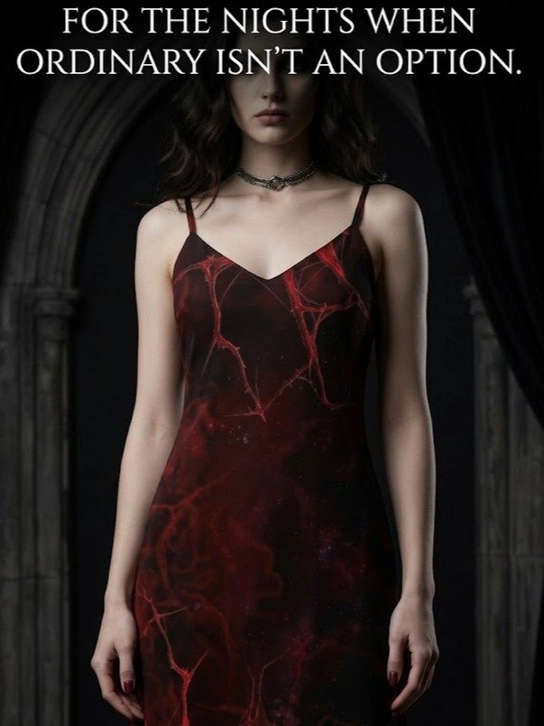 Crimson Veins Chiffon Midi Slip Dress for Dark Romance Readers | Women's Essentials product image (3)