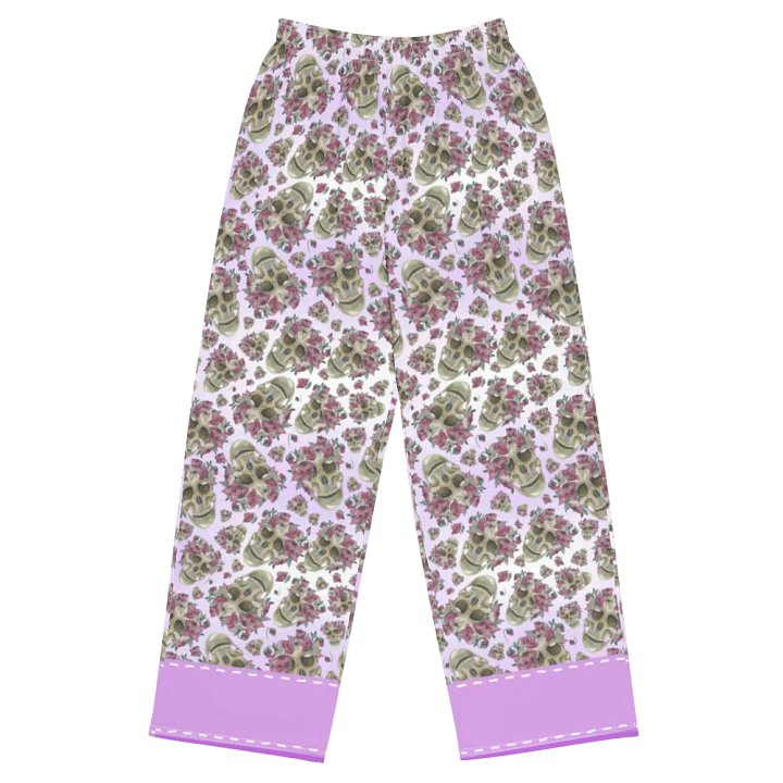 Smoky Lilac Skull & Rose Wide-Leg Pants product image (1)