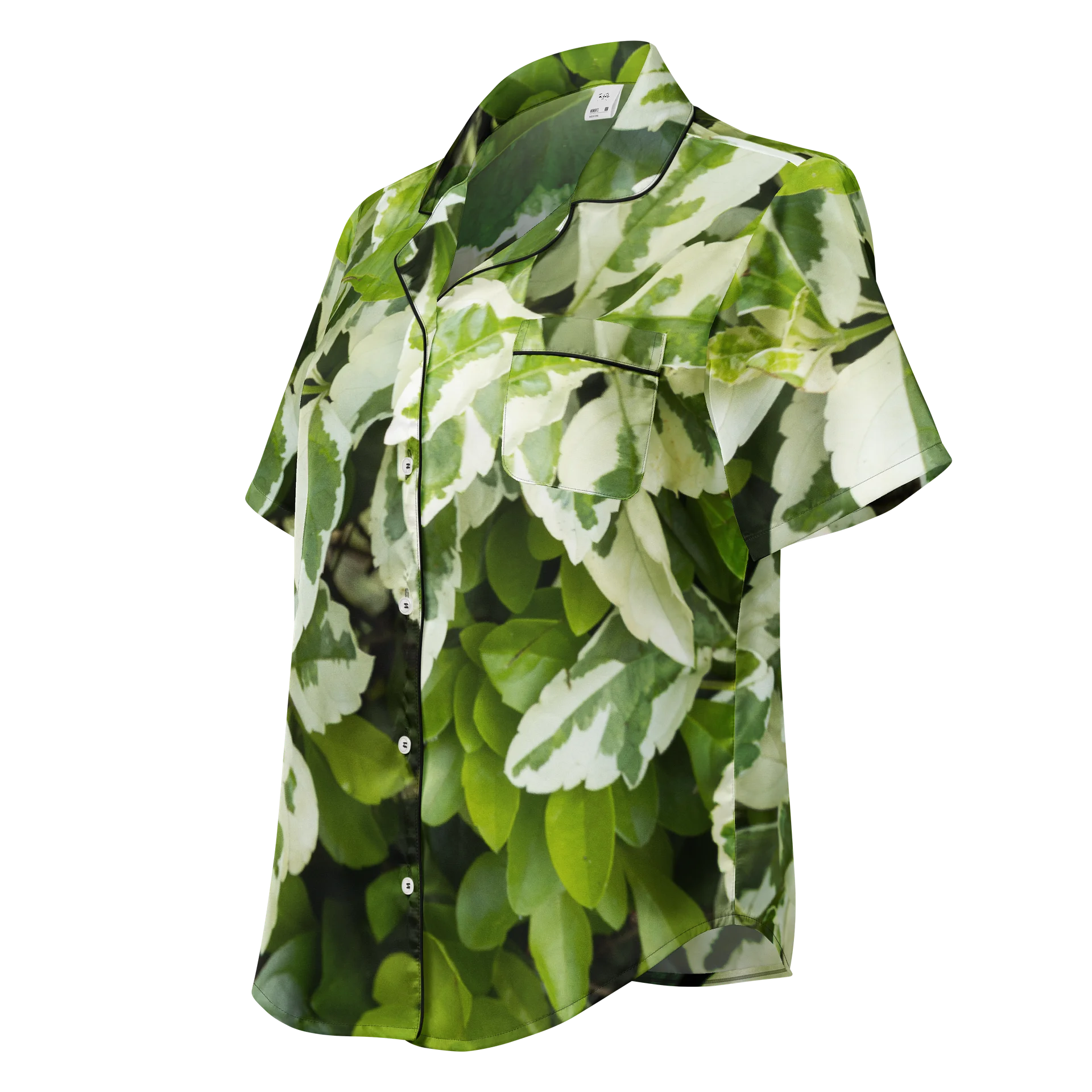 Moss & Parch All-Over Print Women's Short Sleeve Pajama Top | Green & Cream Soft Loungewear Shirt product image (1)