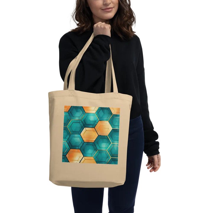 Hexagonal Harmony: Teal and Gold Geometric Fusion product image (2)