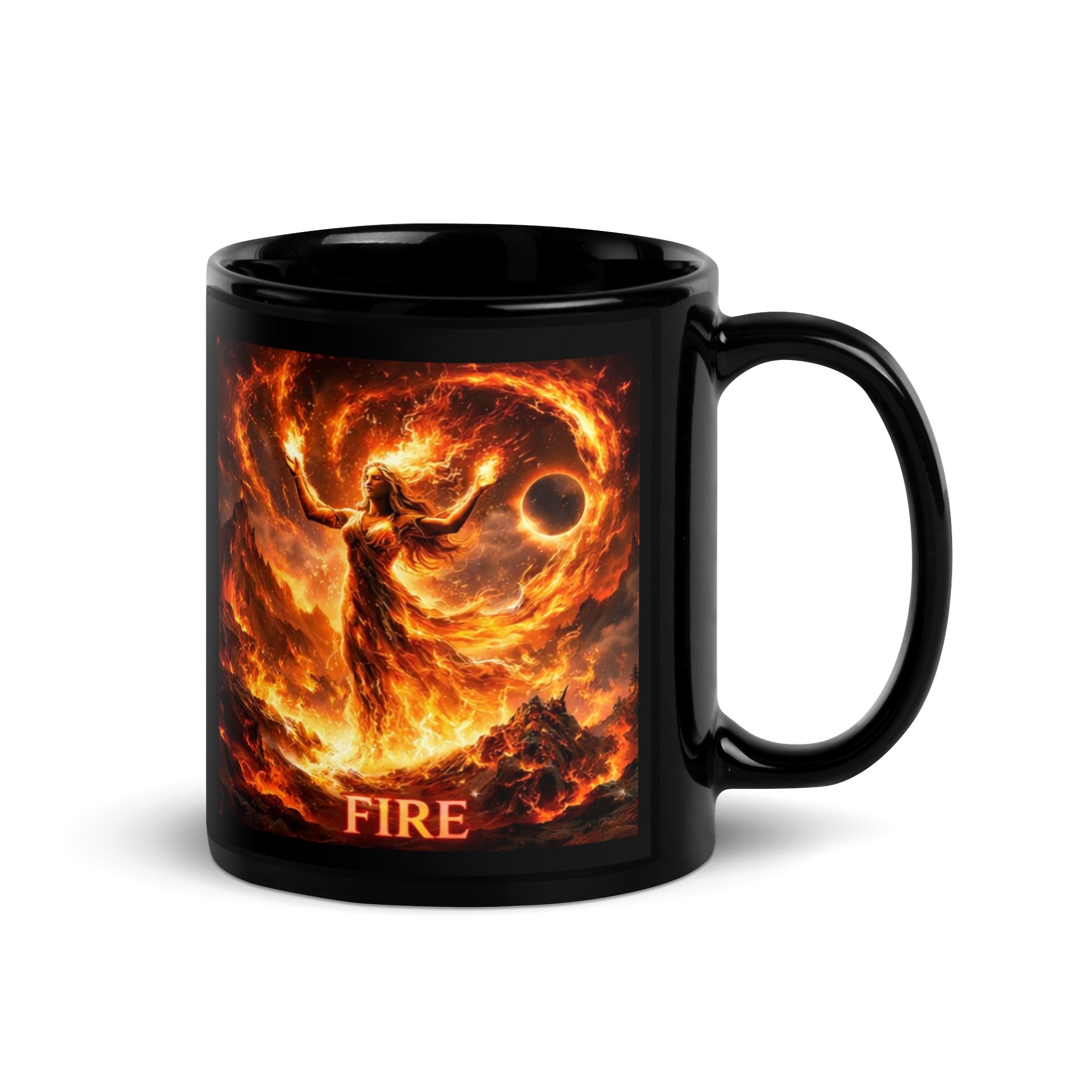 Ethereal Fire Element Black Glossy Mug product image (3)
