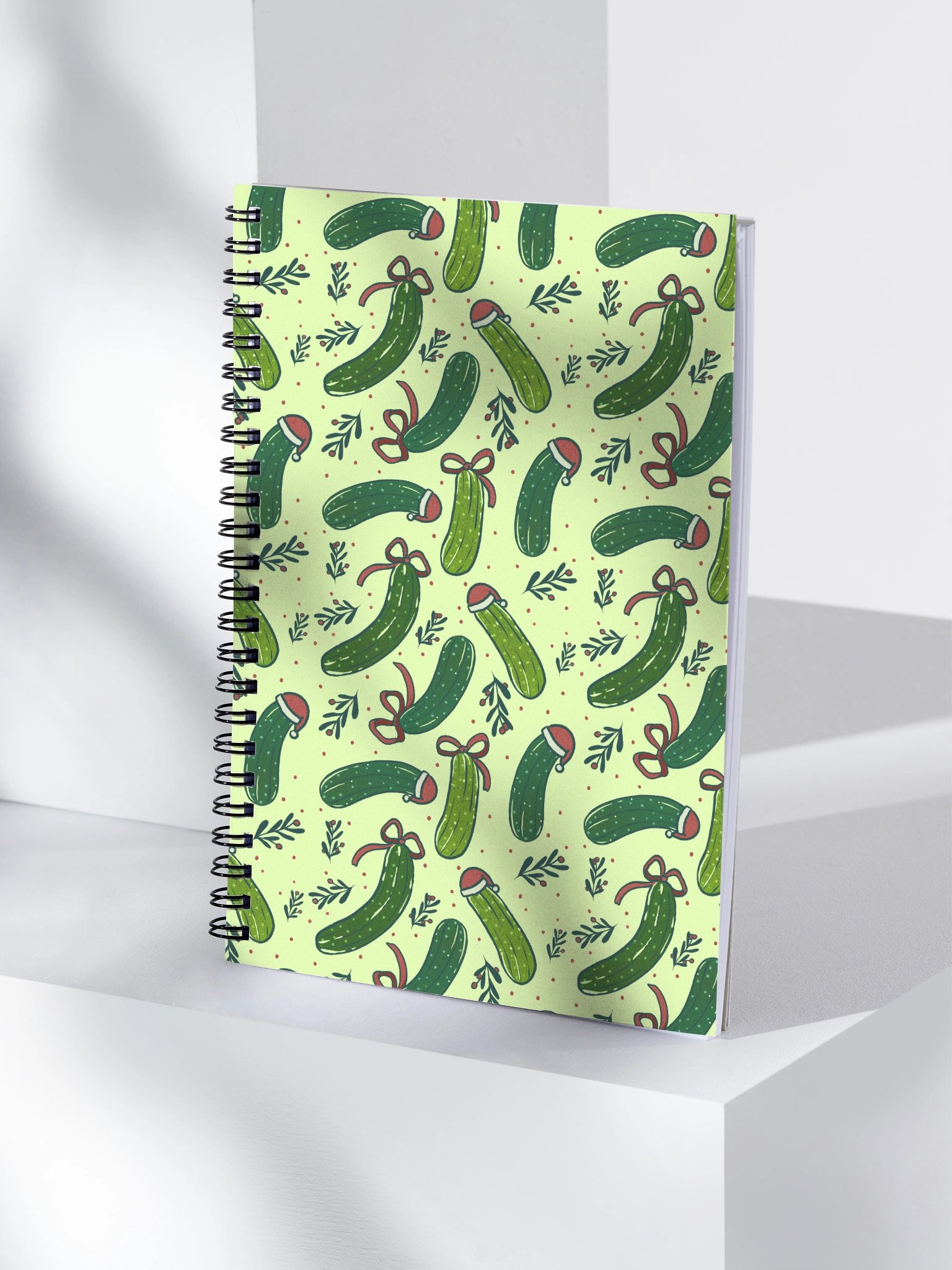 Christmas Pickles Patterned Notebook, Light Green product image (4)