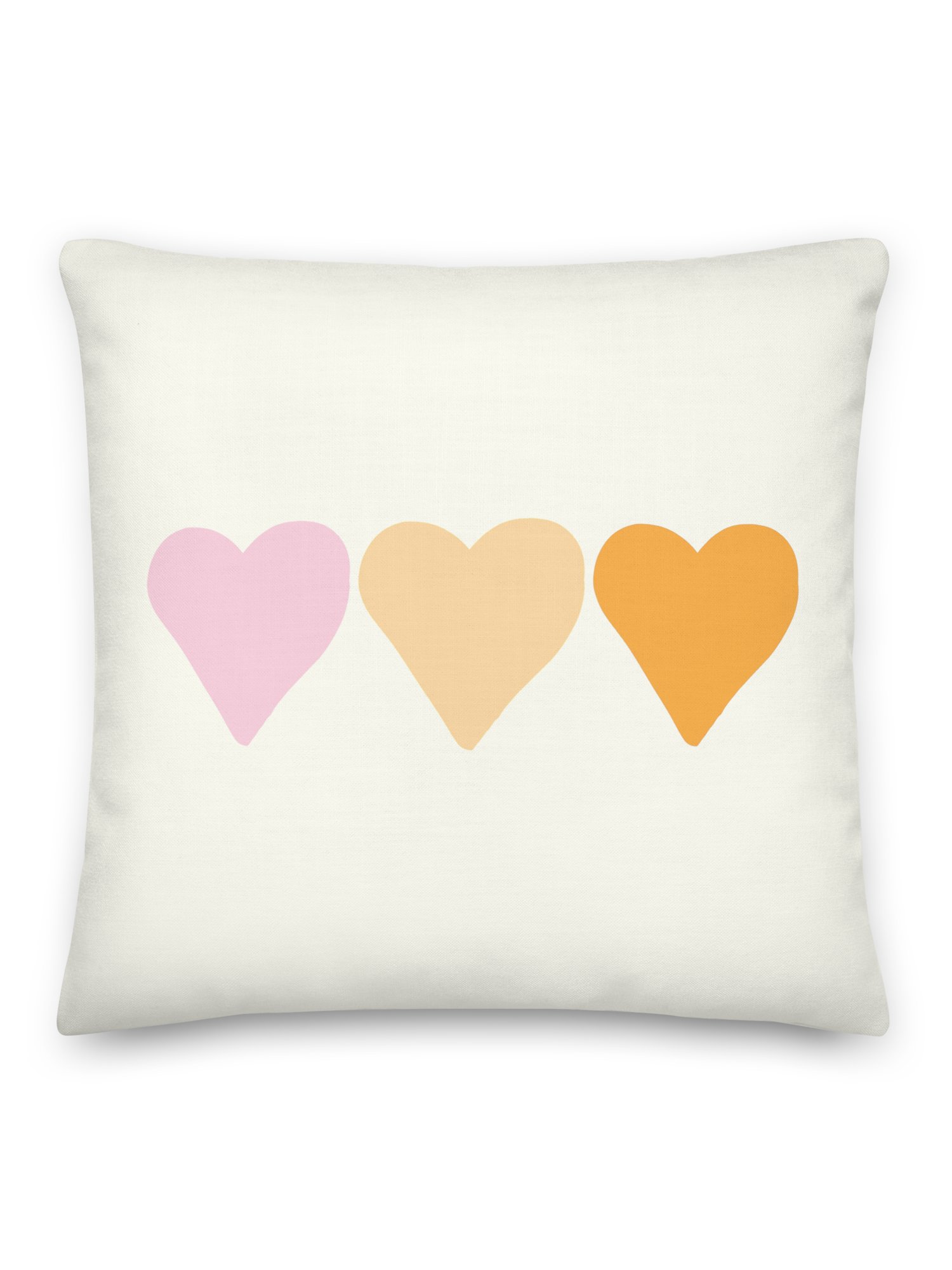 CUTE PASTEL HEARTS PINK YELLOW THROW PILLOW product image (1)