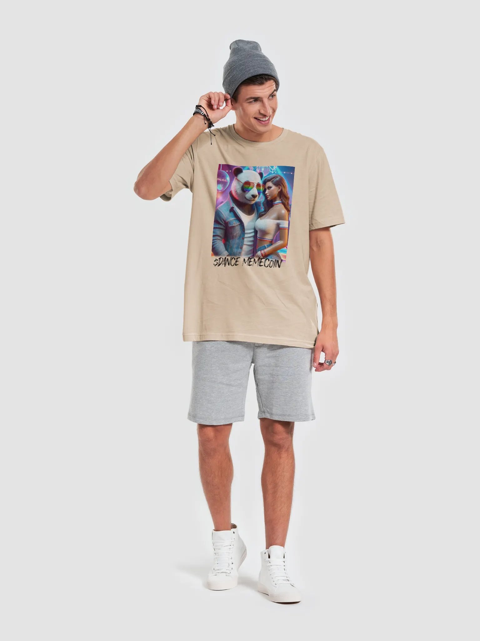 PLAYA PANDA - DANCE MEMECOIN - PREMIUM TEE - TAN product image (1)