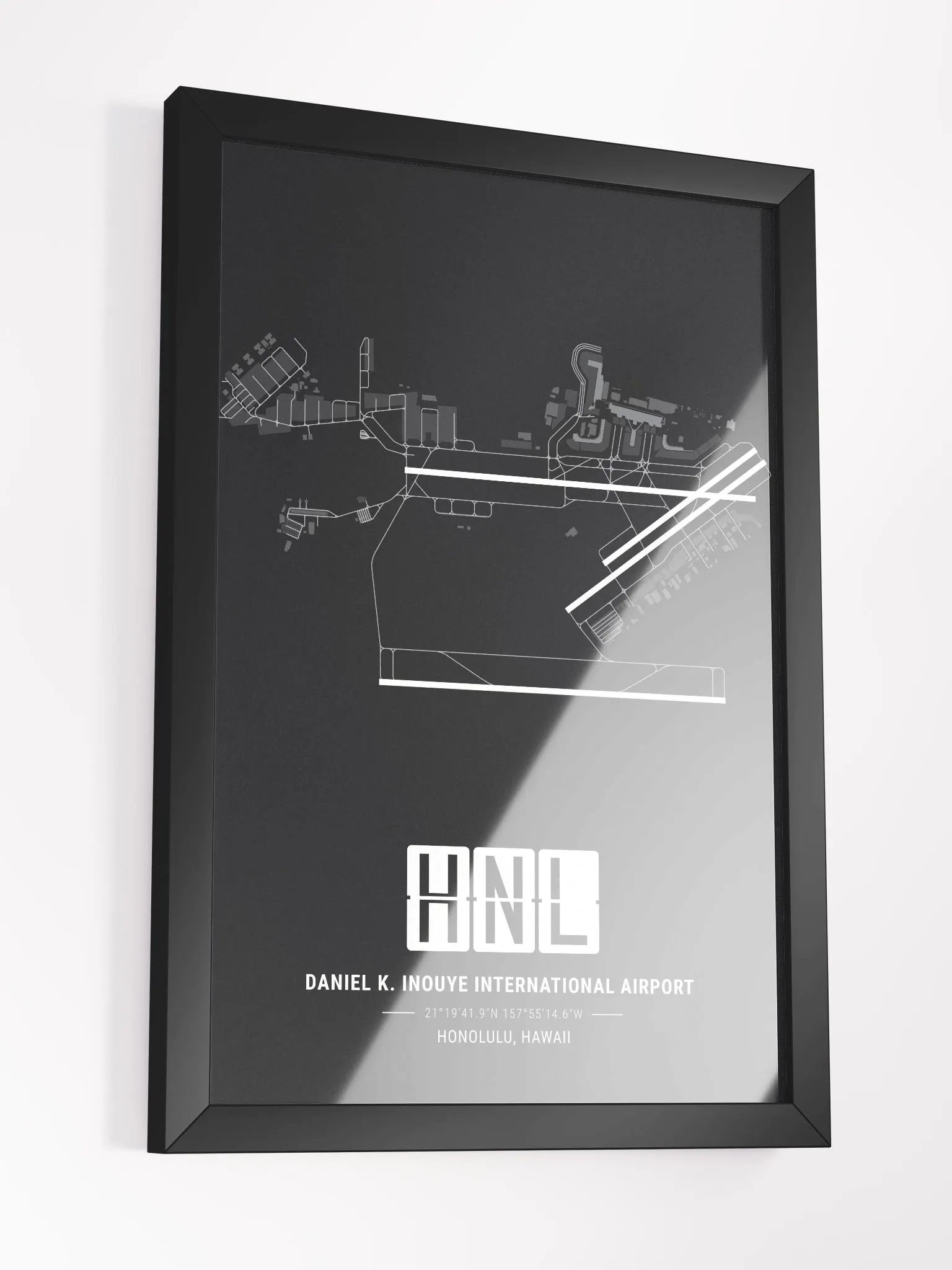 Framed Airport HNL Premium Map On Matt Paper product image (3)