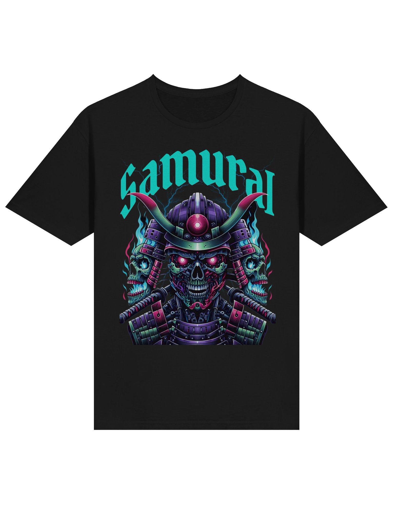 Samurai Skull Neon Warrior T-Shirt - Gildan Softstyle product image (2)