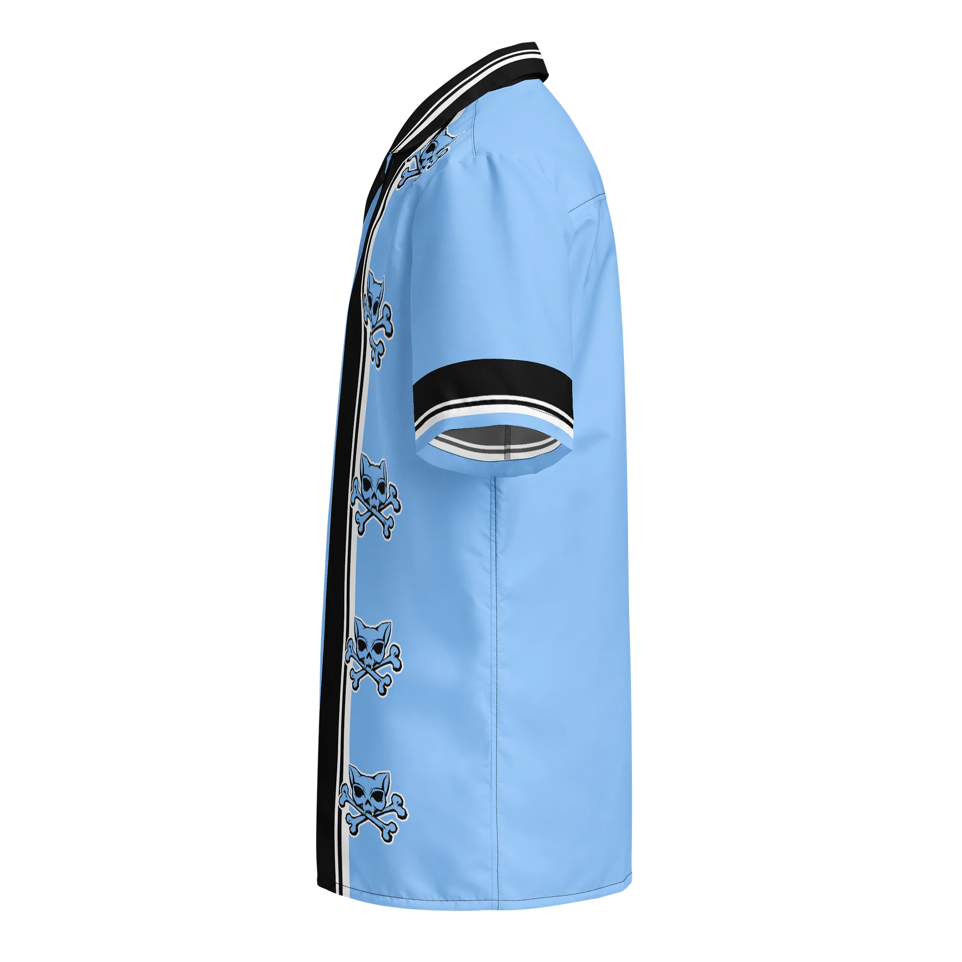 Light Blue Kat Skull Bowling Shirt product image (3)