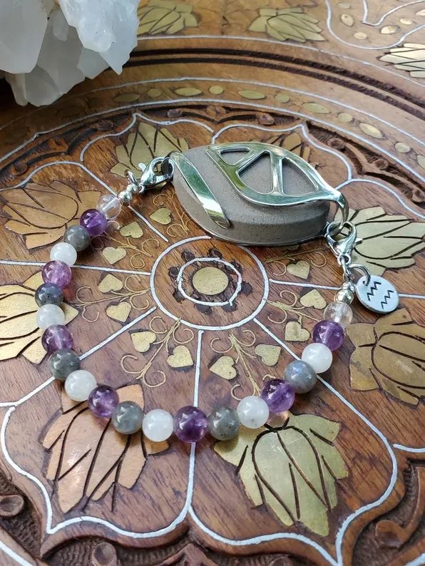 Aquarius Bracelet | Amethyst, Labradorite, Moonstone | Handmade Accessory for Bellabeat Leaf Urban & Ivy product image (2)