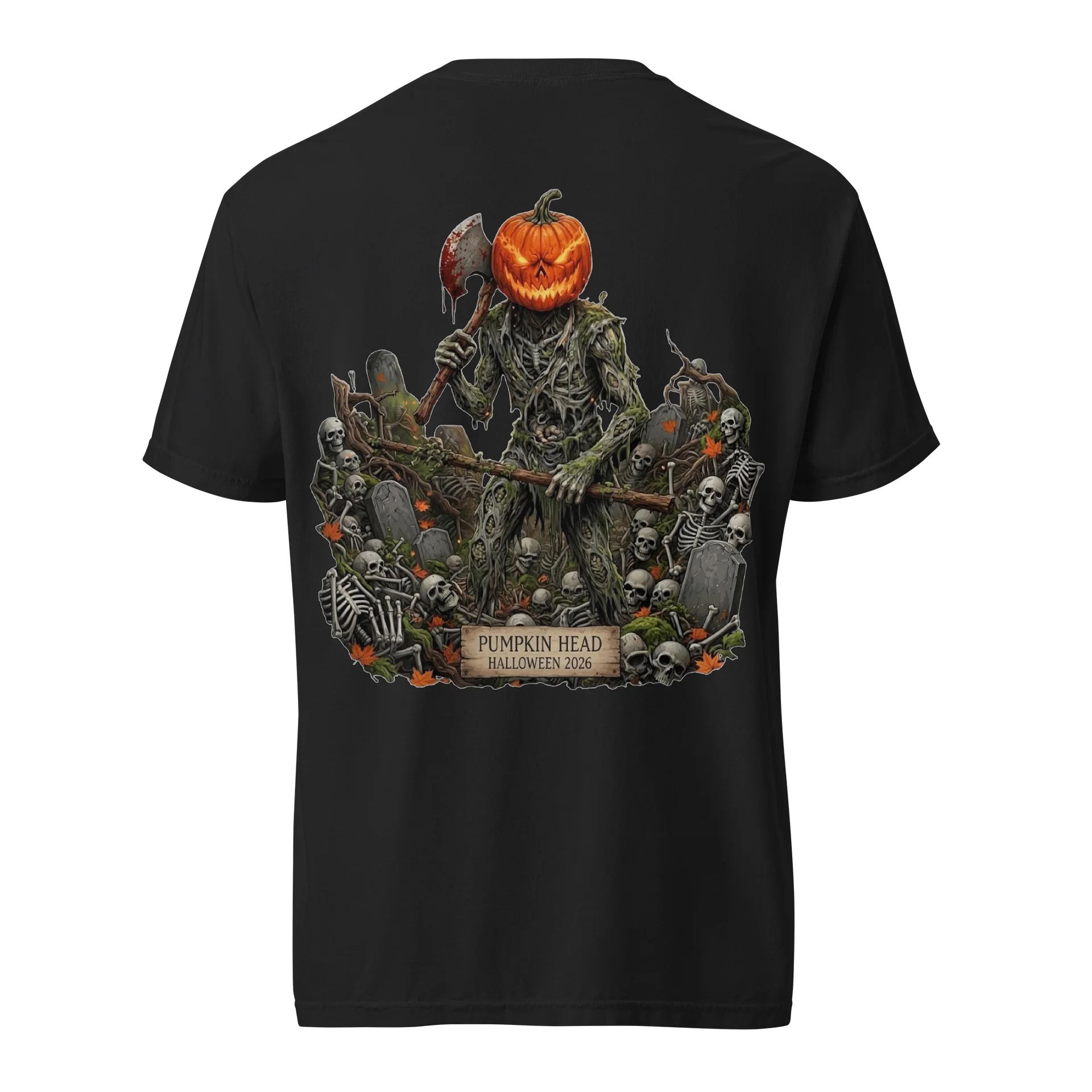 Pumpkin-Head Graveyard Harvest Halloween Tee product image (8)