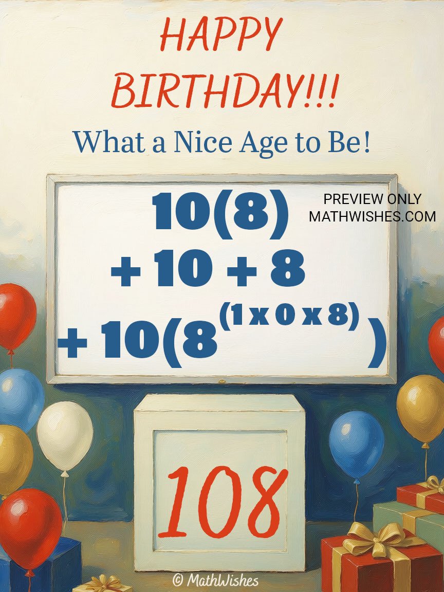 108th Birthday Card - Math Formula product image (1)