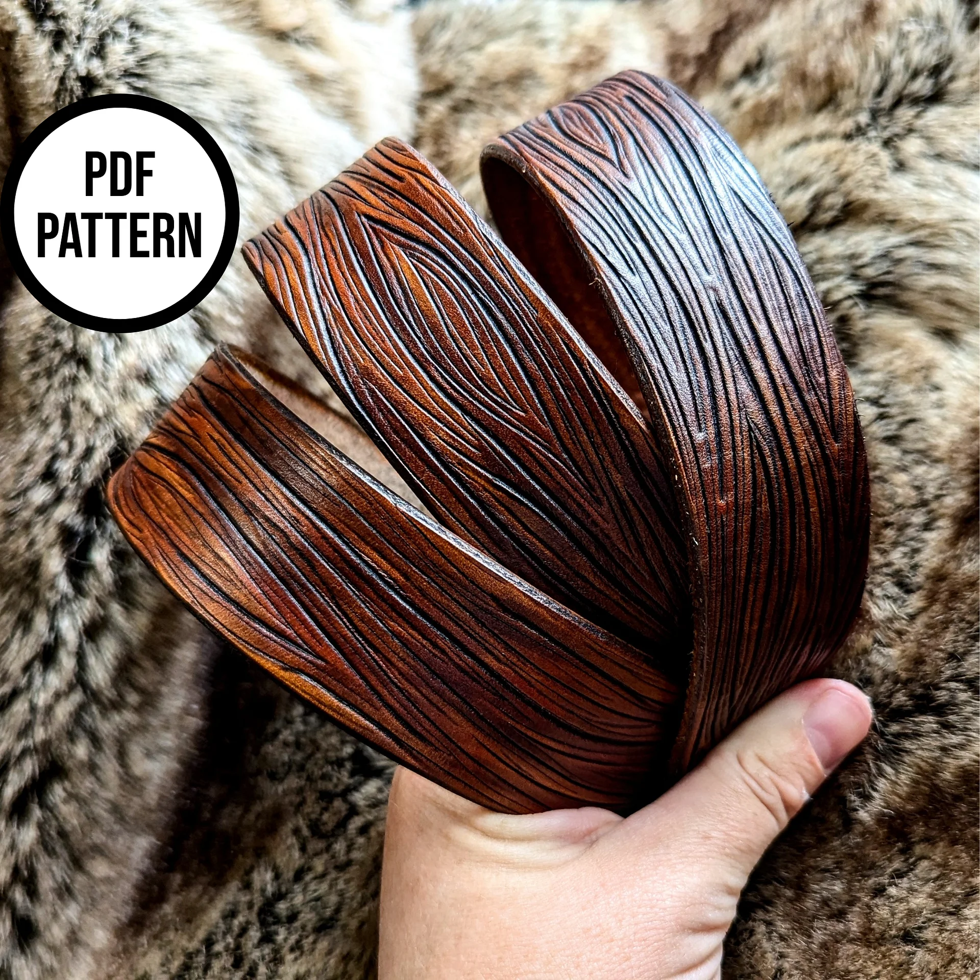 Woodgrain Leather Ring Belt - PDF Pattern for Leatherwork product image (4)