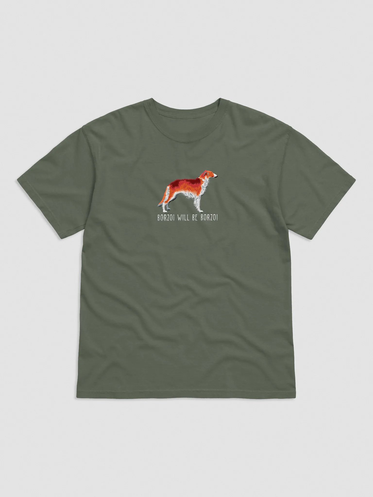 Borzoi Will Be Borzoi T-Shirt(Embroidered) of a Borzoi(Red) product image (4)