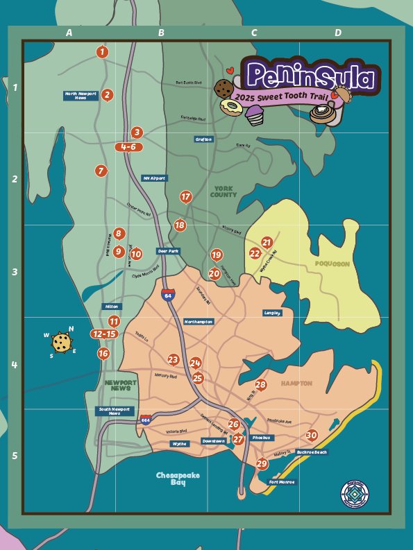 Chesapeake & Portsmouth 2025 Sweet Tooth Trail Map - instant digital download product image (2)